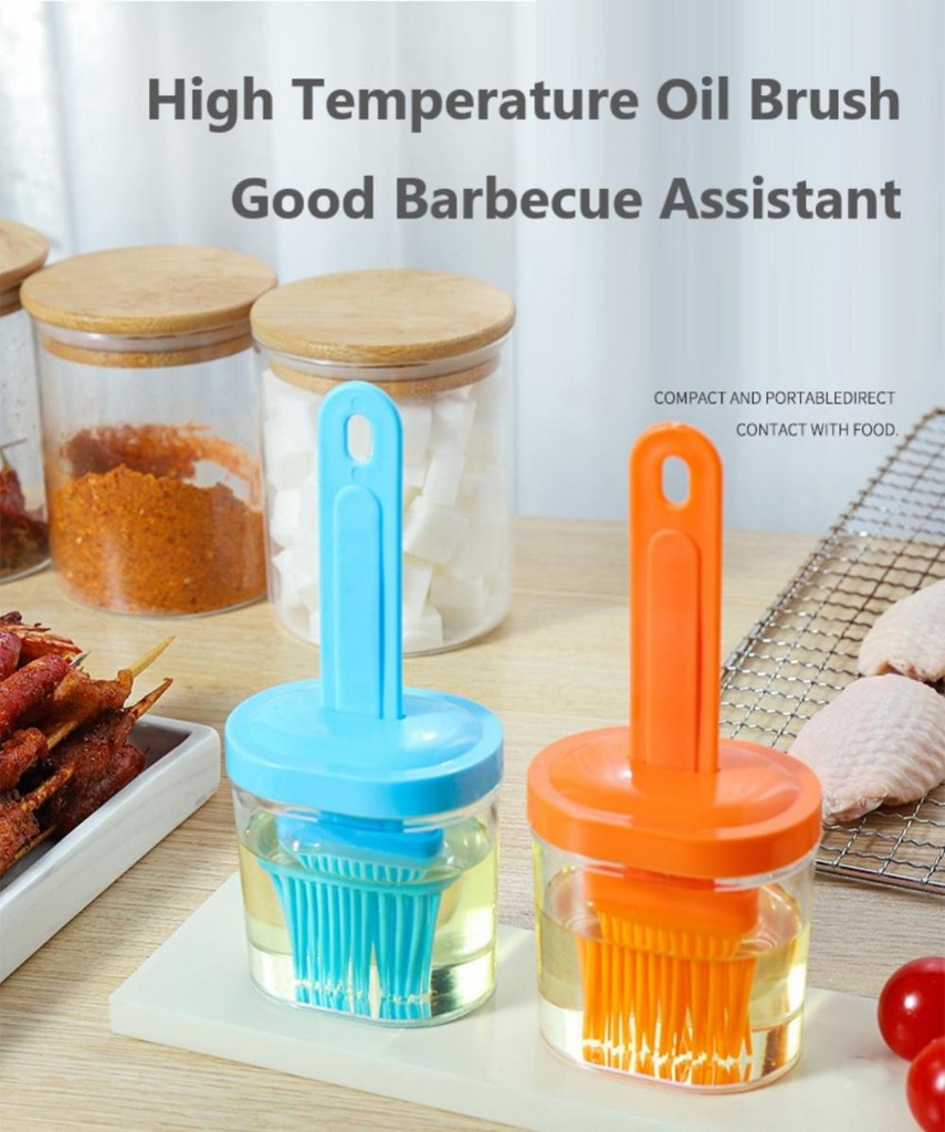 High temperature resistant silicone oil bottle brush one-piece with cover and bottle barbecue baking brush