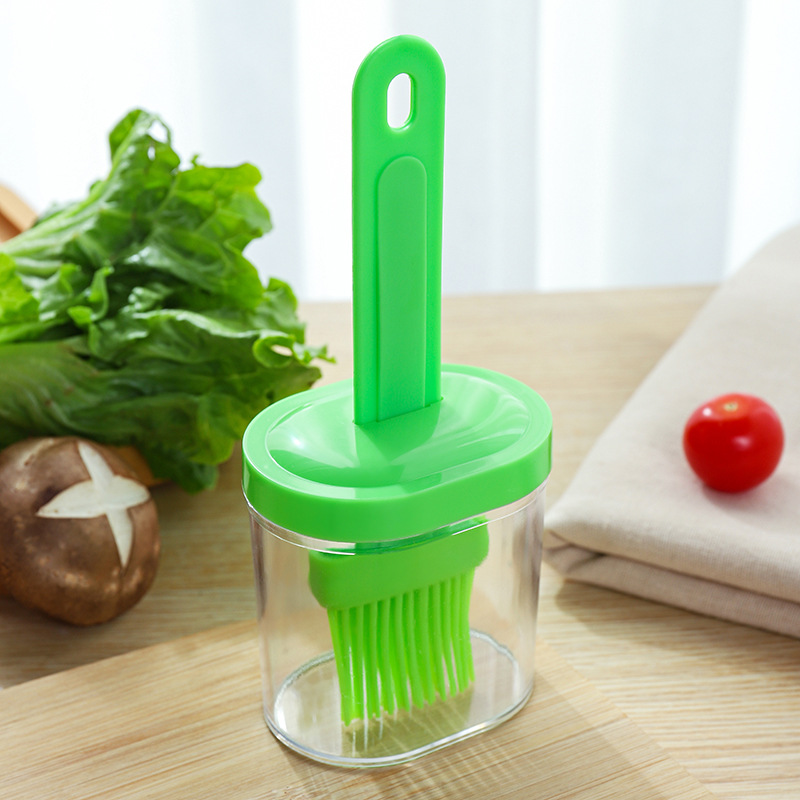 High temperature resistant silicone oil bottle brush one-piece with cover and bottle barbecue baking brush