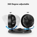 24v Car Dual-head Fan 360 Degree Adjustable Multi-functional USB Charging Port