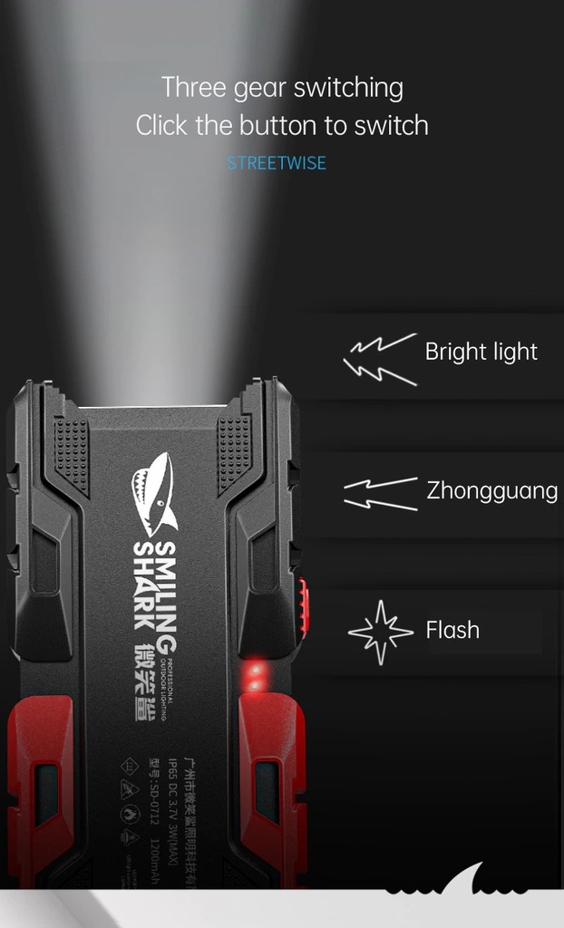 LED Flashlight Smile Shark High-brightness Long-range Rechargeable Light Night Riding Light Waterproof Torch Portable Flashlight