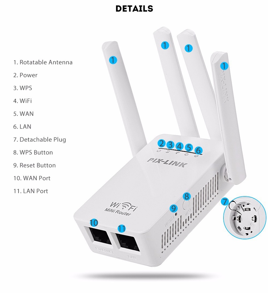 Pix-Link WR09 network wifi repeater 300M wifi router