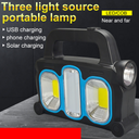 Solar flashlight COB portable work light USB emergency charging outdoor strong light