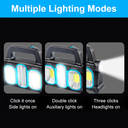Solar flashlight COB portable work light USB emergency charging outdoor strong light