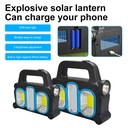 Solar flashlight COB portable work light USB emergency charging outdoor strong light