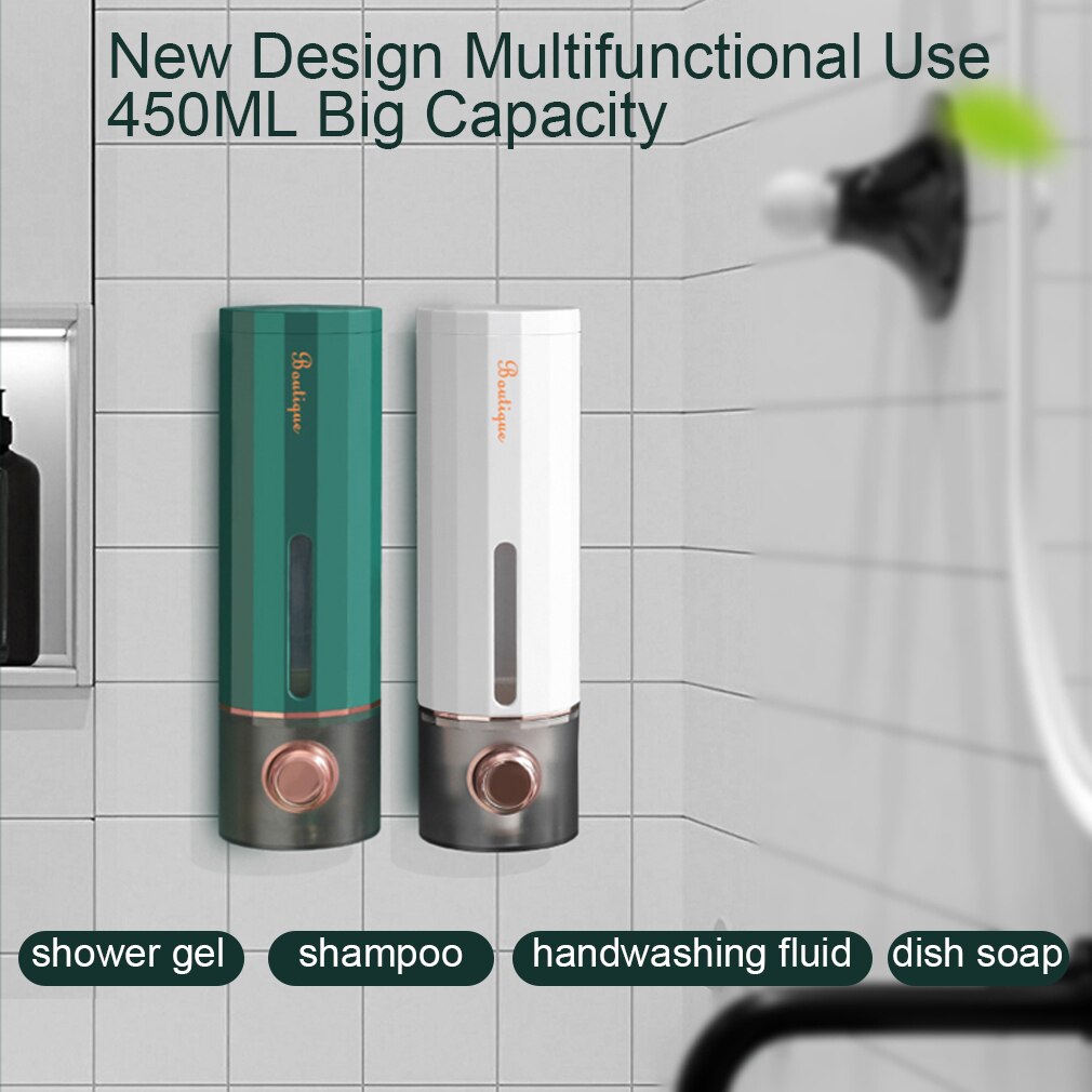 Wall Mount Soap Shower Gel Dispenser Bottle Plastic Hanging Hook Rack Hand Sanitizer Holder Bathroom Kitchen Organizer(450m0)