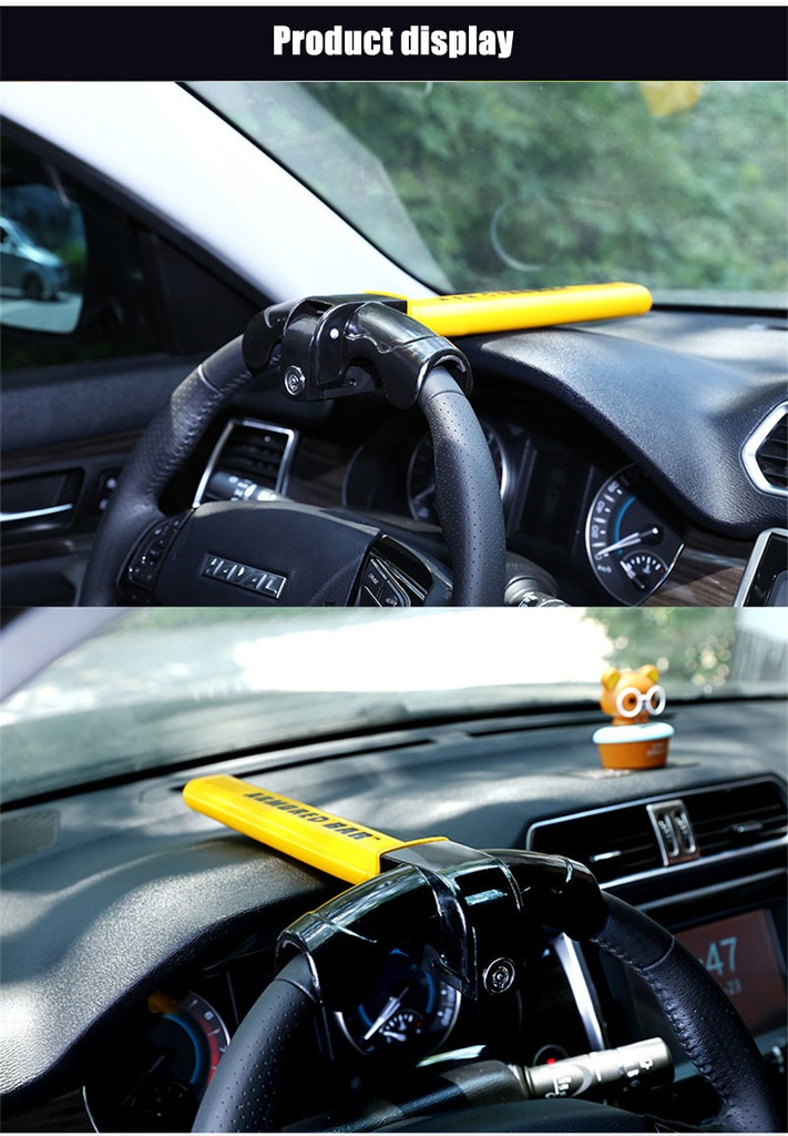 Car Steering Wheel Lock Universal Heavy Duty Stainless Steel T-Lock Anti-Saw Anti-Pry Enhanced Security Car Interior Accessories