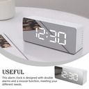 LED Mirror Digital Alarm Clock Display Time Night Light Home Decor Clock