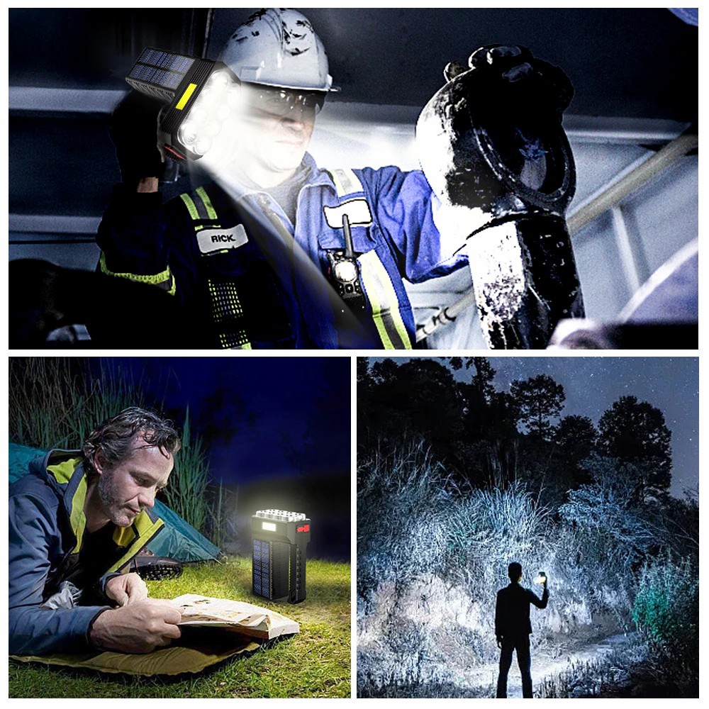 8 LED Solar rechargeable USB strong light flashlight