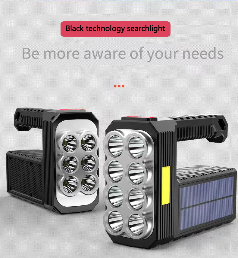 8 LED Solar rechargeable USB strong light flashlight