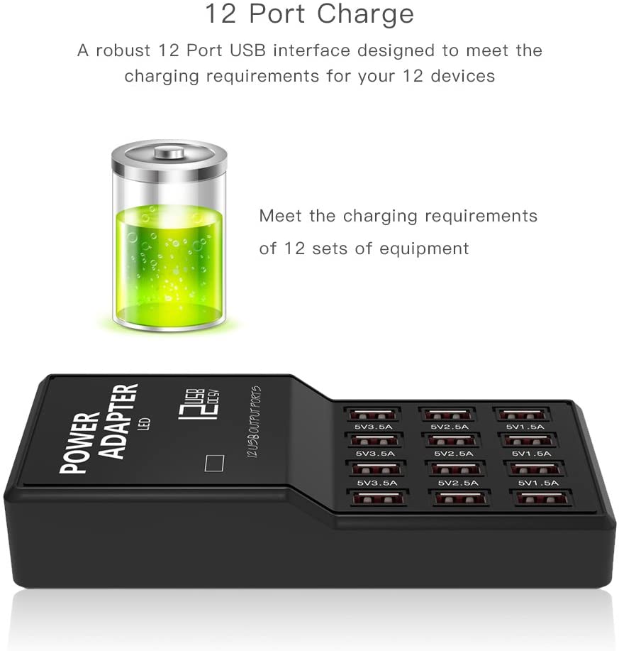5V 3.5A 2.1A 12Port Multi USB Charger USB Charging Station Dock Intelligent Fast Charger