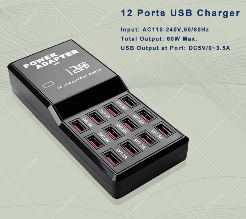 5V 3.5A 2.1A 12Port Multi USB Charger USB Charging Station Dock Intelligent Fast Charger