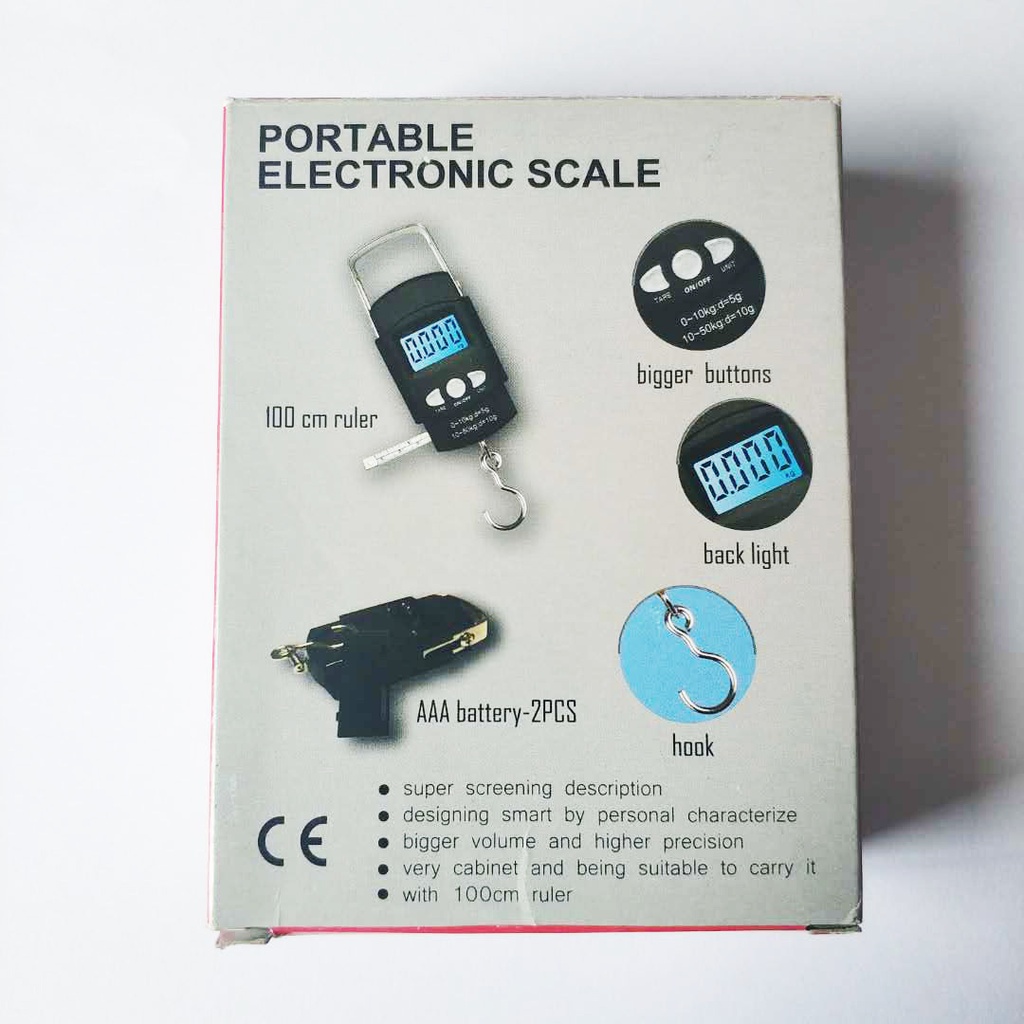 50kg/110lb-10g Digital Fish Scale Electronic Scale Portable Express Luggage Weight Hanging Scale with 1m Measuring Tape