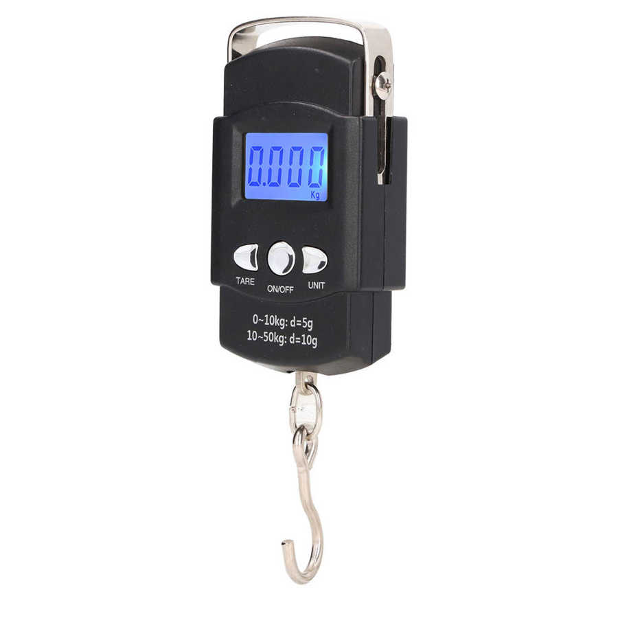 50kg/110lb-10g Digital Fish Scale Electronic Scale Portable Express Luggage Weight Hanging Scale with 1m Measuring Tape