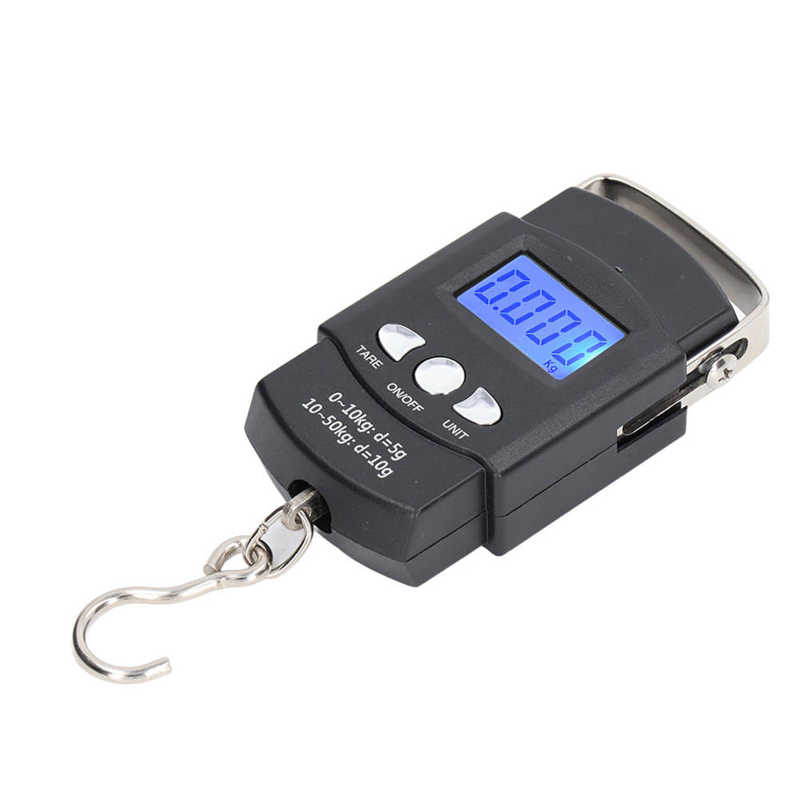 50kg/110lb-10g Digital Fish Scale Electronic Scale Portable Express Luggage Weight Hanging Scale with 1m Measuring Tape