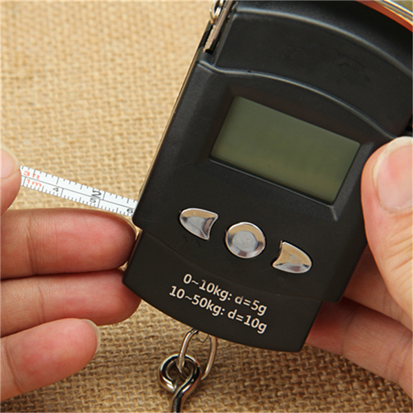 50kg/110lb-10g Digital Fish Scale Electronic Scale Portable Express Luggage Weight Hanging Scale with 1m Measuring Tape