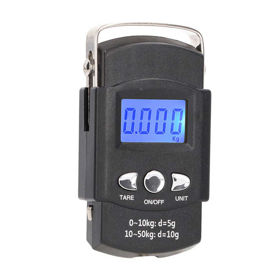 50kg/110lb-10g Digital Fish Scale Electronic Scale Portable Express Luggage Weight Hanging Scale with 1m Measuring Tape