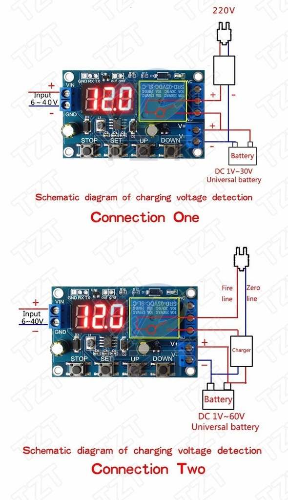 DC 6-40V Battery Charger Discharger Control Switch Undervoltage Overvoltage Protection Board Auto Cut Off Disconnect Controller