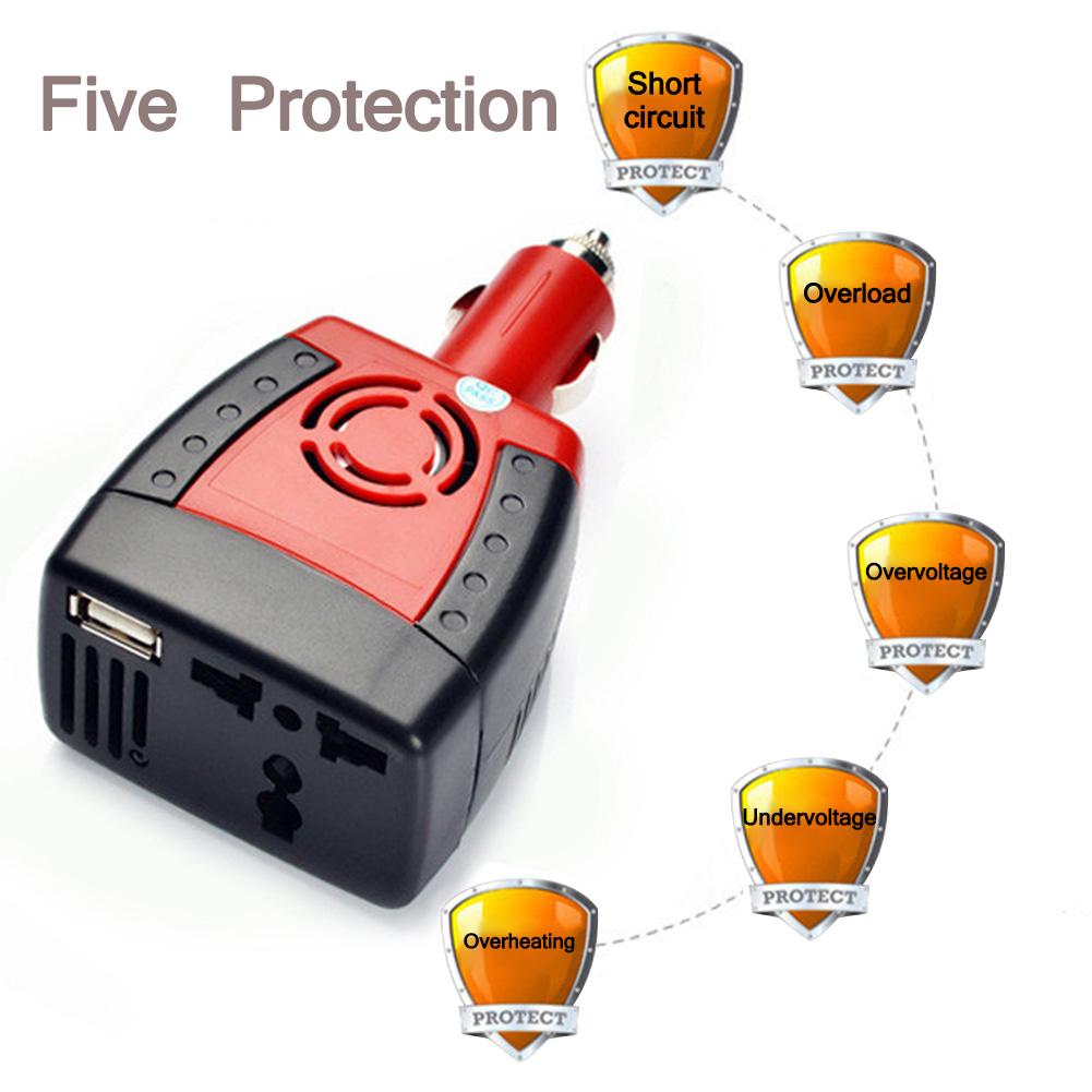 Car Inverter 150W 12V DC to 220V AC Power Supply Inverter Adapter with 2.1A USB Charger Port
