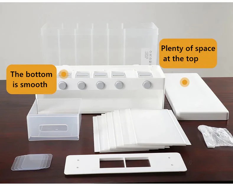 10Kg Sealed Rice Storage Box Cereal Grain Container Wall Mount Dry Food Dispenser Grain Storage Jar Kitchen Storage Organizer