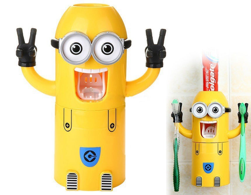 Cartoon toothbrush holder children's mouthwash cup toothpaste squeezer creative wall-mounted dustproof mouthwash cup set