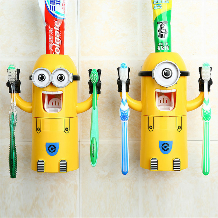 Cartoon toothbrush holder children's mouthwash cup toothpaste squeezer creative wall-mounted dustproof mouthwash cup set