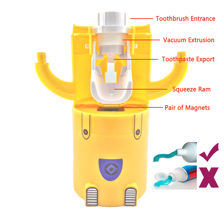 Cartoon toothbrush holder children's mouthwash cup toothpaste squeezer creative wall-mounted dustproof mouthwash cup set