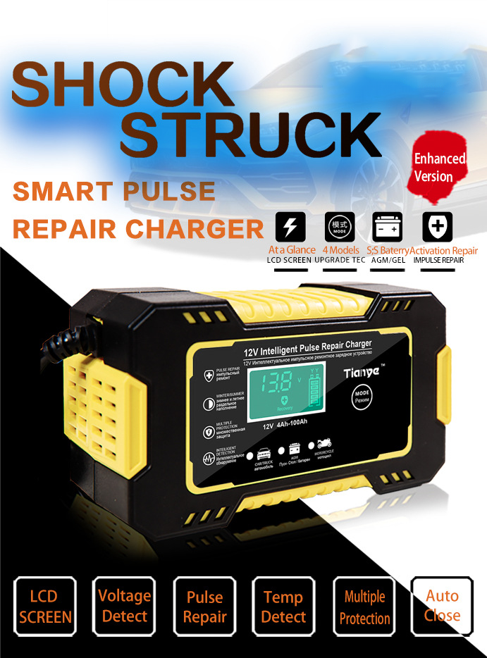 Full Automatic Car Battery Charger 12V 6A Digital Display Battery Charger Power Pulse Repair Chargers