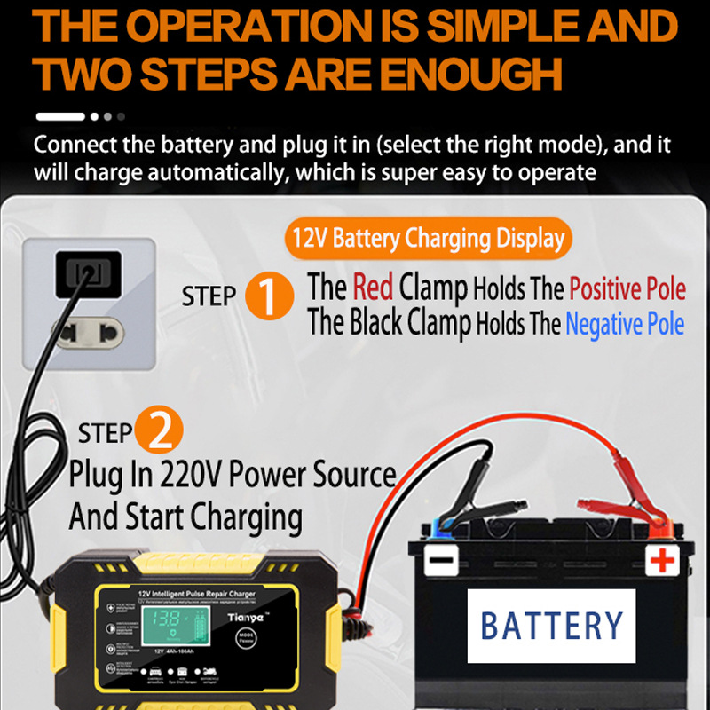 Full Automatic Car Battery Charger 12V 6A Digital Display Battery Charger Power Pulse Repair Chargers