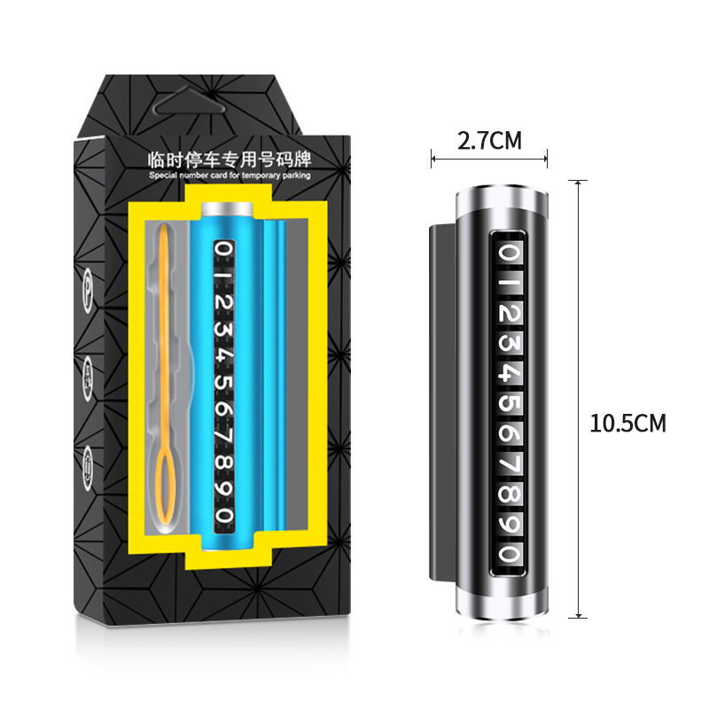 Metal Car Temporary Parking Card Universal Rotate Phone Number Plate
