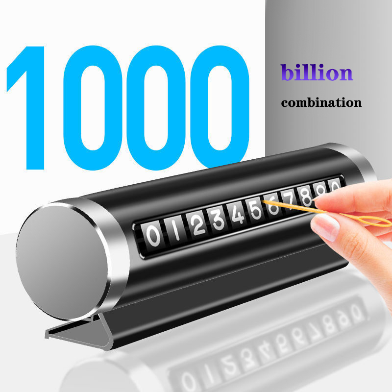 Metal Car Temporary Parking Card Universal Rotate Phone Number Plate