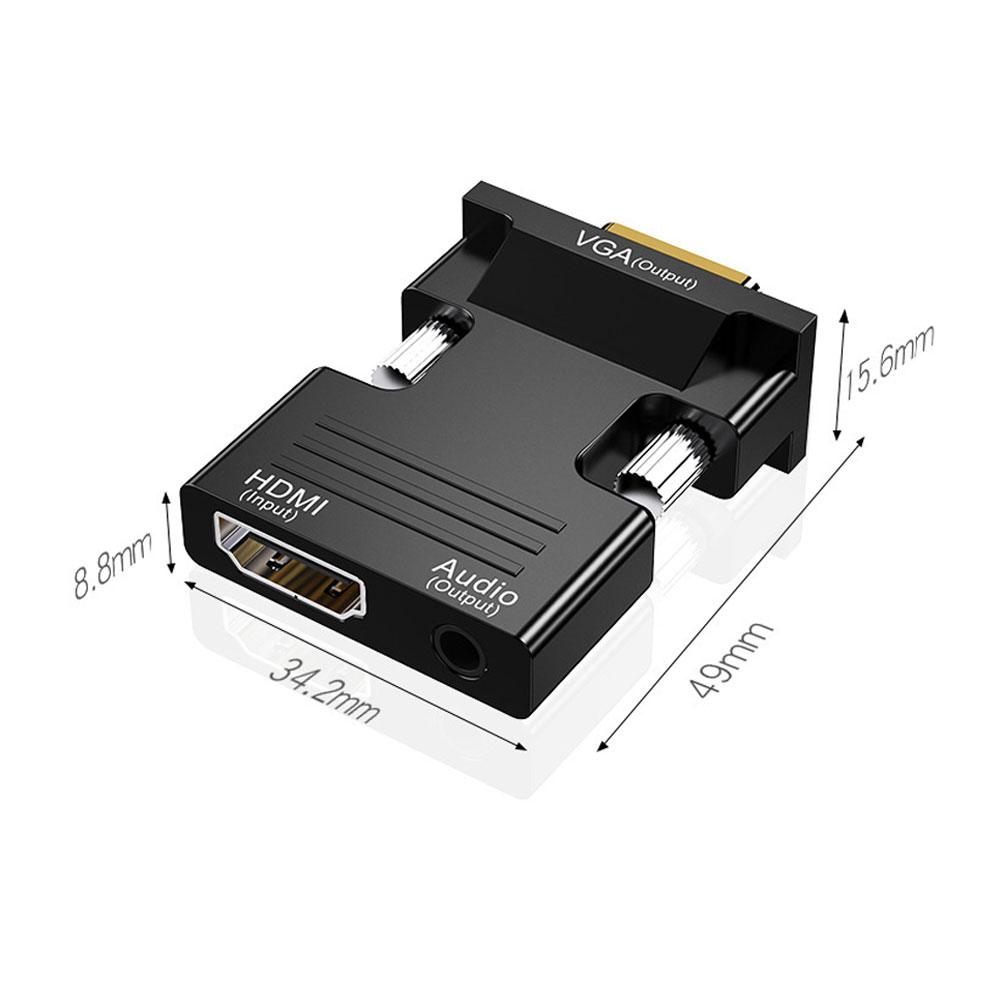 Full HD 1080P Female HDMI-compatible to Male VGA Converter with Audio Cable