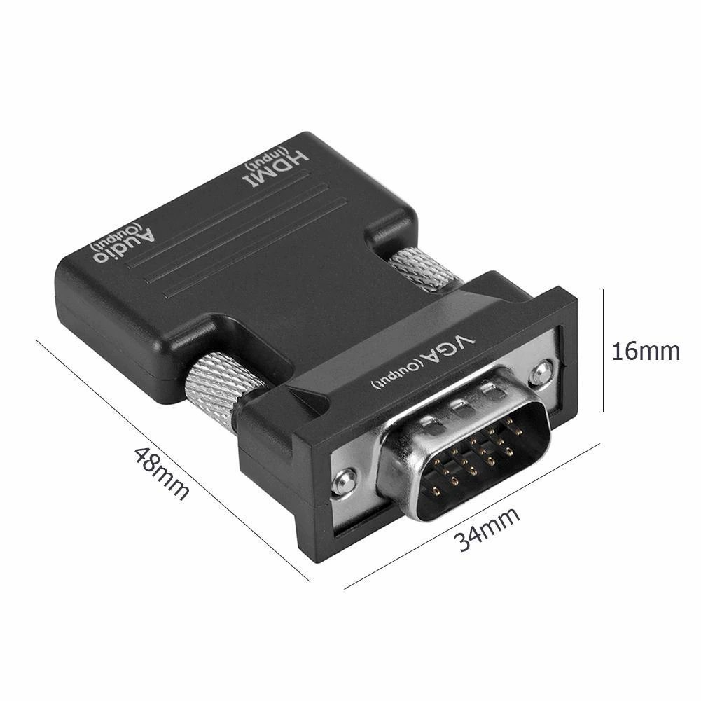 Full HD 1080P Female HDMI-compatible to Male VGA Converter with Audio Cable
