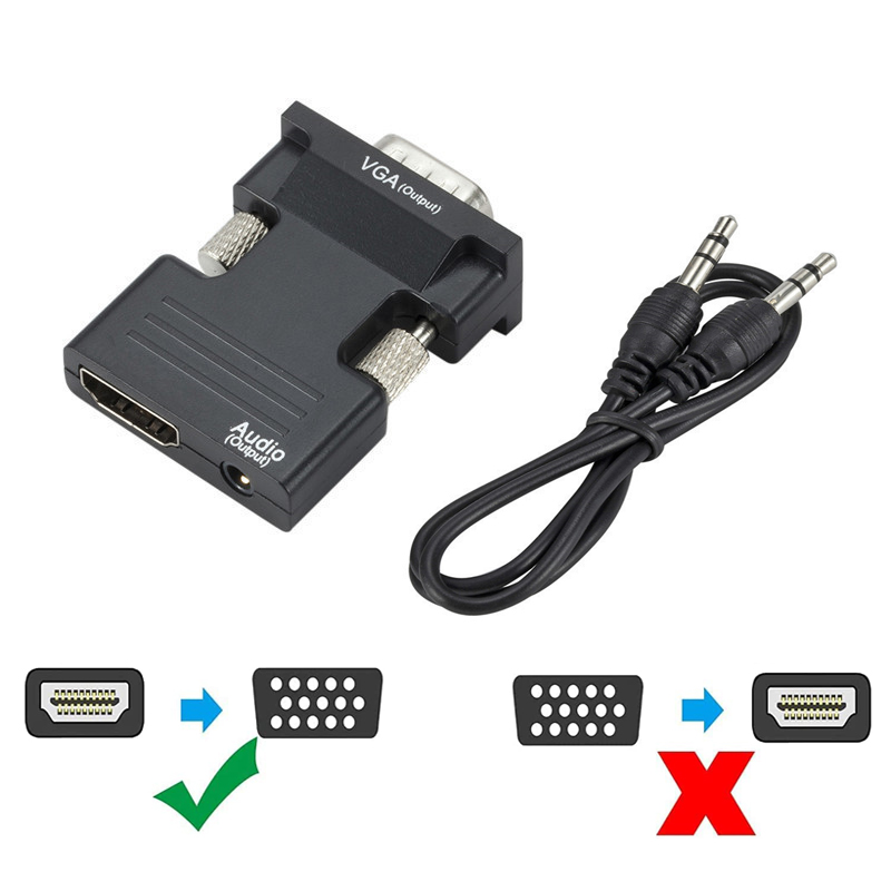 Full HD 1080P Female HDMI-compatible to Male VGA Converter with Audio Cable