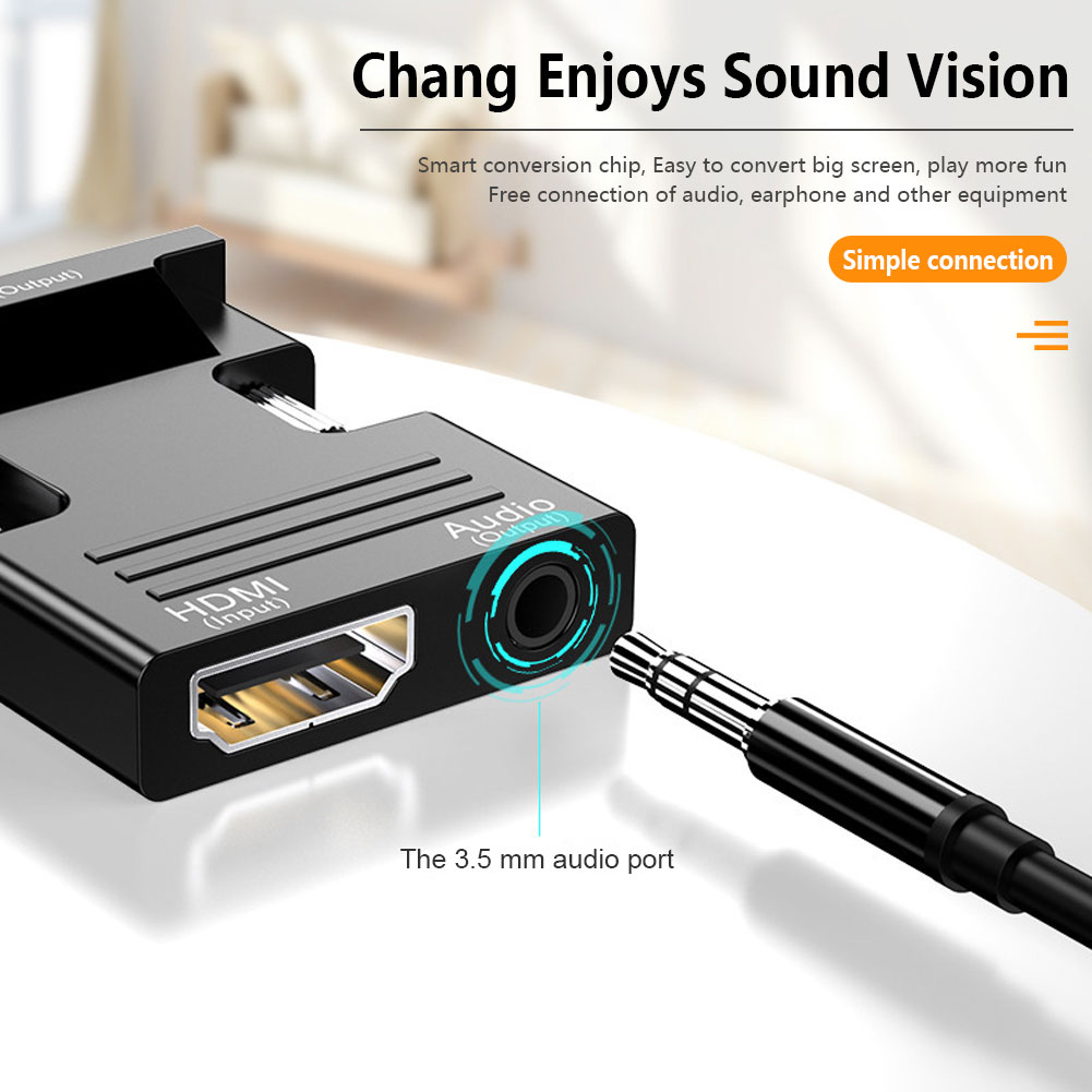 Full HD 1080P Female HDMI-compatible to Male VGA Converter with Audio Cable