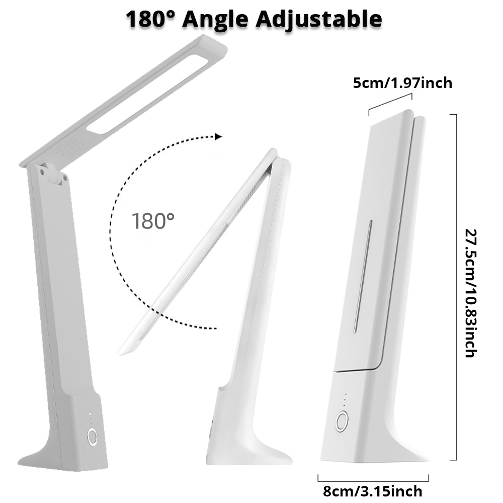 USB Rechargeable LED Desk Lamp stepless Dimmable Foldable Reading Light Eye Protected Table Lamp