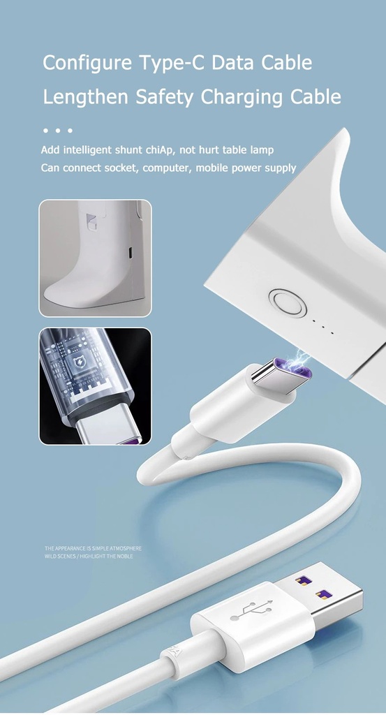 USB Rechargeable LED Desk Lamp stepless Dimmable Foldable Reading Light Eye Protected Table Lamp