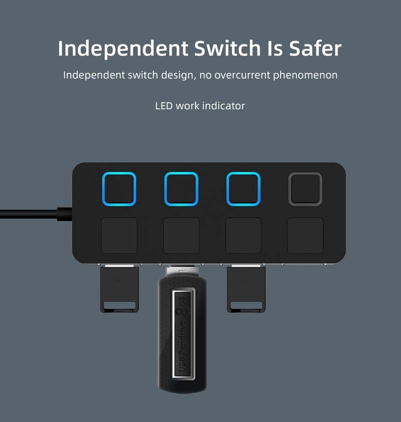 4 in 1 USB2.0 HUB Multi USB Splitter 4 Port Extender