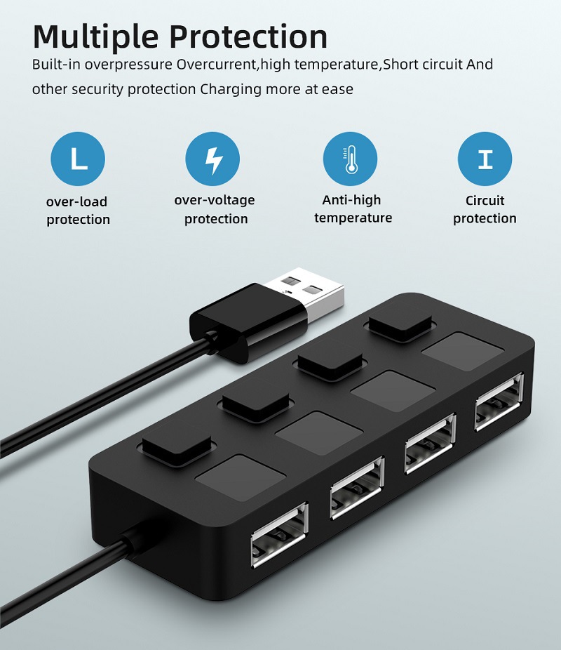 4 in 1 USB2.0 HUB Multi USB Splitter 4 Port Extender