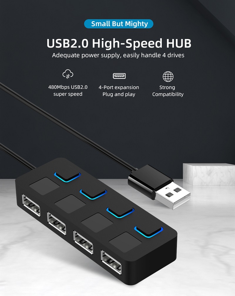 4 in 1 USB2.0 HUB Multi USB Splitter 4 Port Extender