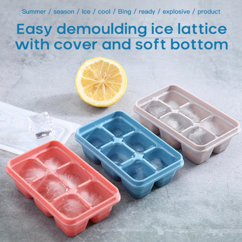 6 Grid Food Grade Ice Cube Maker Mold With Lid (3 pcs)