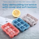 6 Grid Food Grade Ice Cube Maker Mold With Lid (3 pcs)