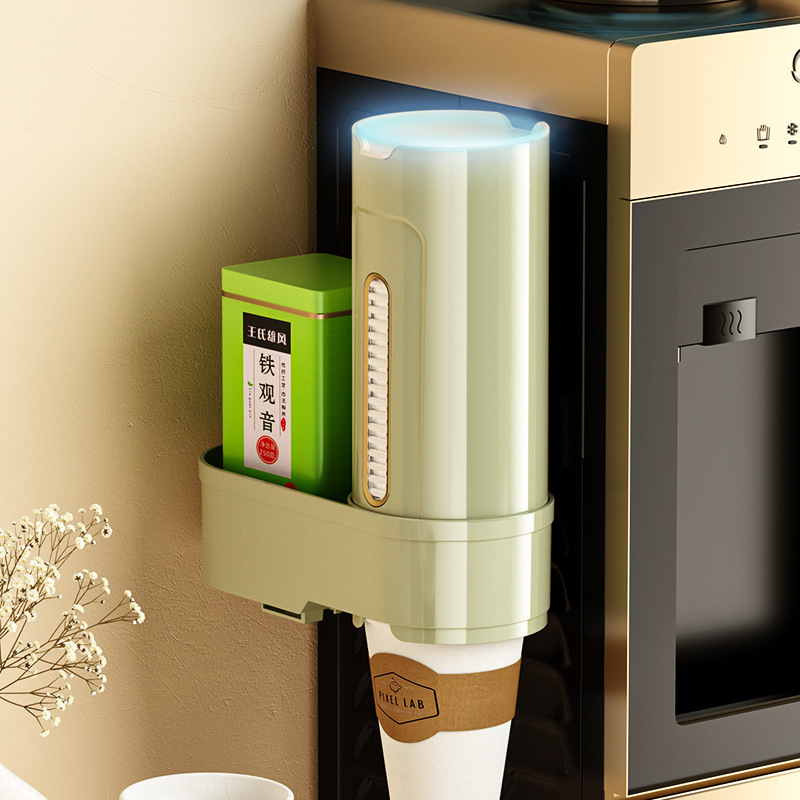 Disposable cup holder water dispenser cup holder punch-free paper cup holder wall-mounted dust-proof storage rack