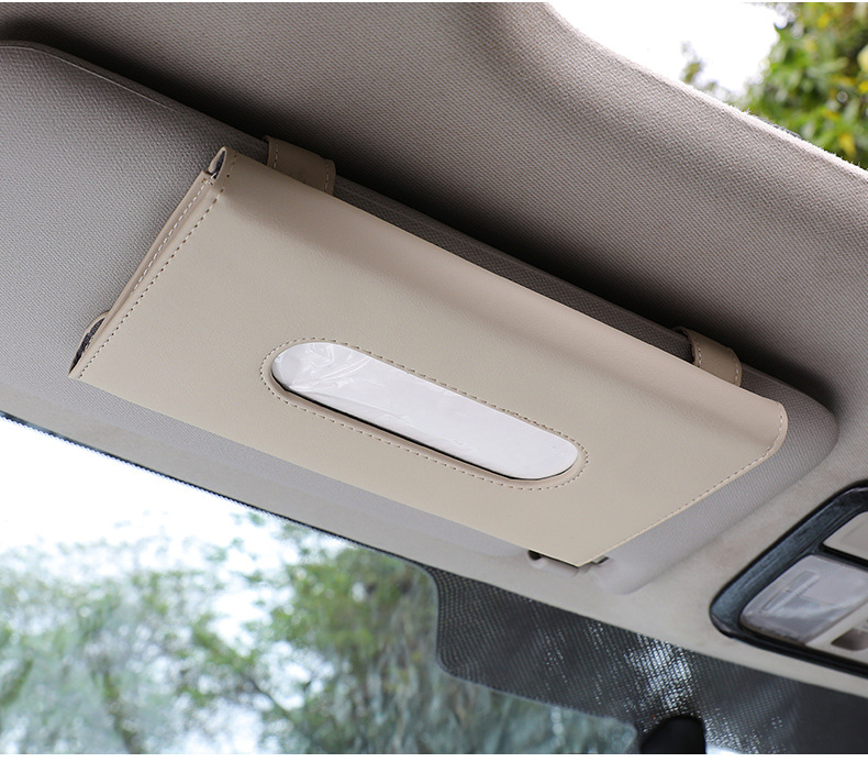 Car Visor Tissue Holder Box Mask Holder Towel Premium Leather PU Car Sun Visor Interior Storage