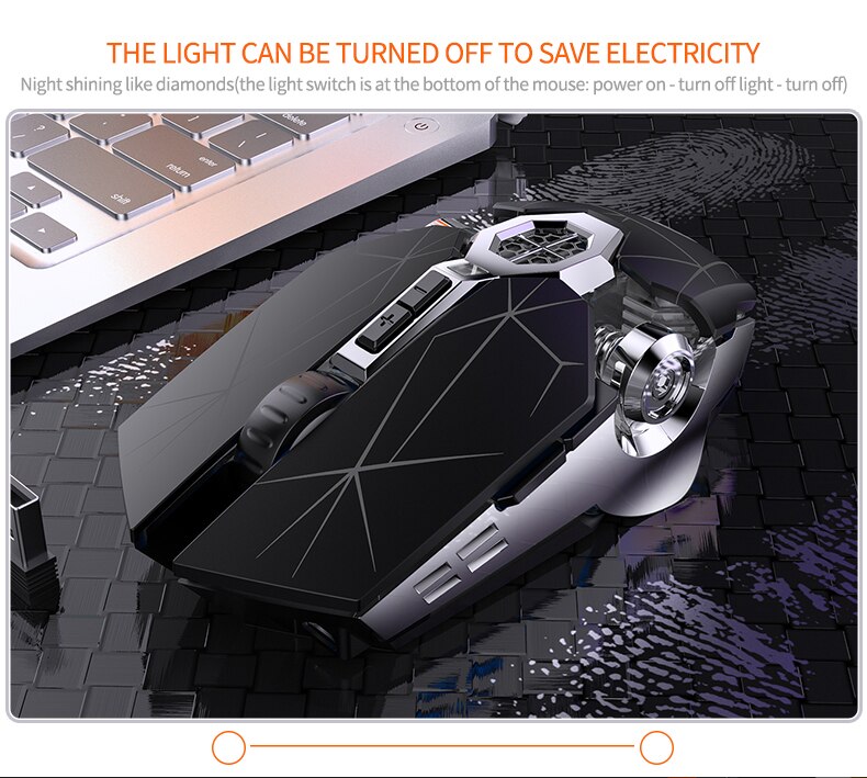 A7 2.4GHz Wireless Rechargeable Optical Mouse 7 Buttons 1600 DPI USB Gaming Office Silent Mice