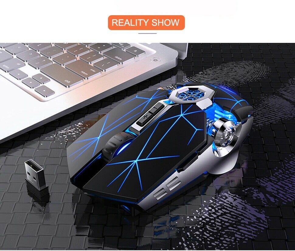 A7 2.4GHz Wireless Rechargeable Optical Mouse 7 Buttons 1600 DPI USB Gaming Office Silent Mice