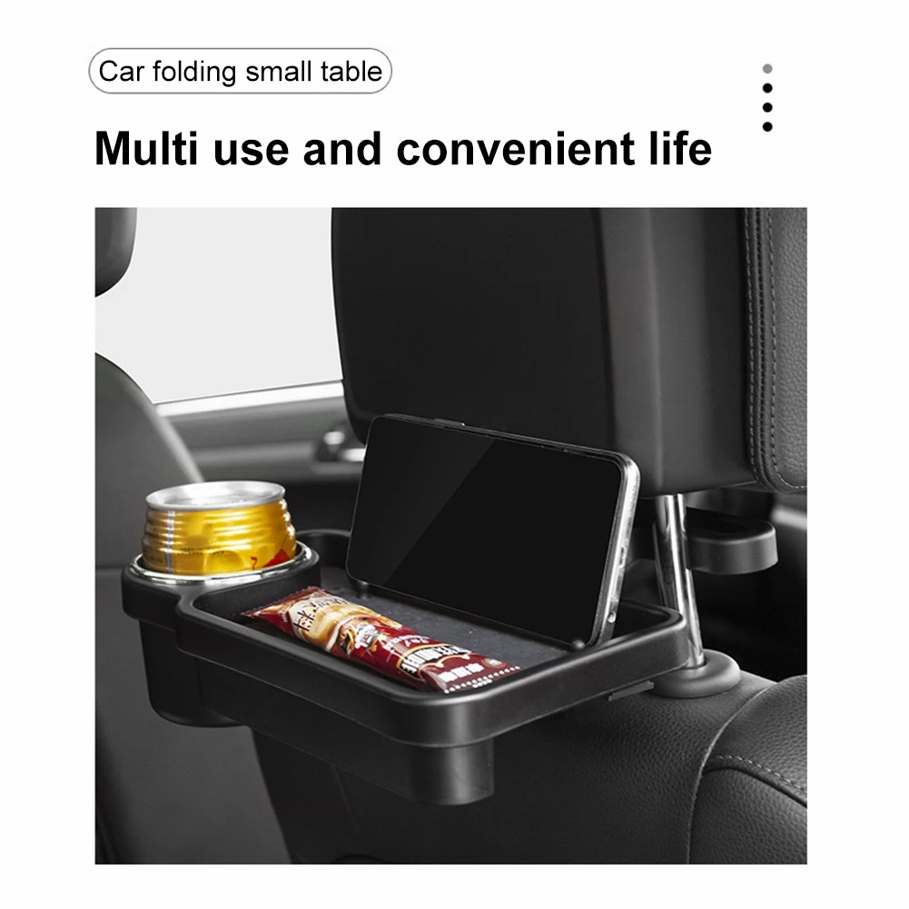Universal Car Headrest Drink Holder Stand Foldable Rear Seat Table Tray Organizer