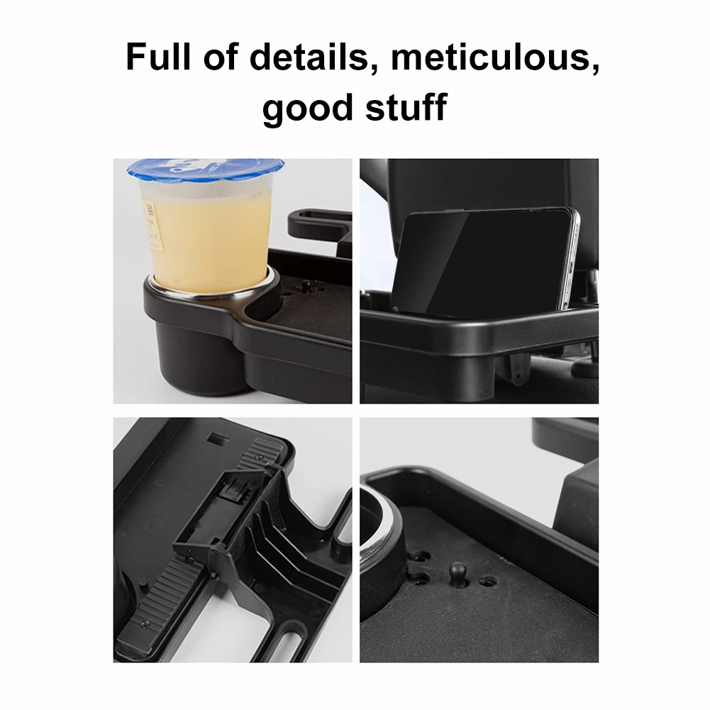 Universal Car Headrest Drink Holder Stand Foldable Rear Seat Table Tray Organizer