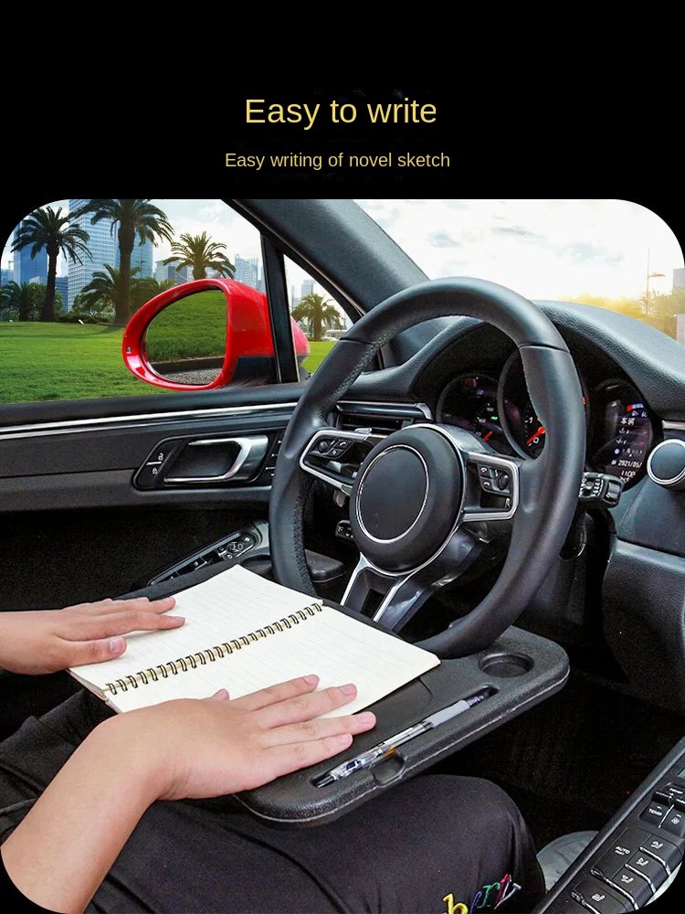 Portable Car Steering Wheel Dining Table Holder Double Side Car Laptop Computer Desk Mount Stand
