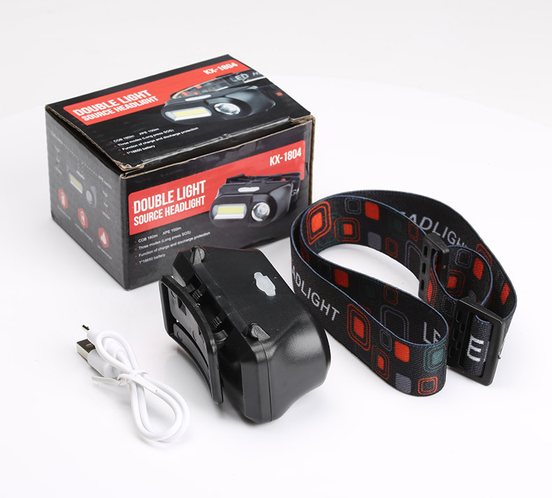 Double Light Rechargeable Induction Sensor Headlight Power by 18650 Battery