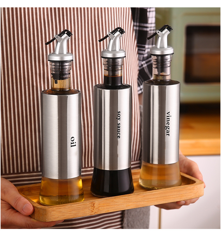 Leak-proof Kitchen glass oil vinegar soy sauce bottle (300ml)